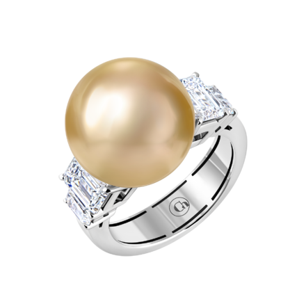 Кольцо с жемчугом и бриллиантами, белое золото