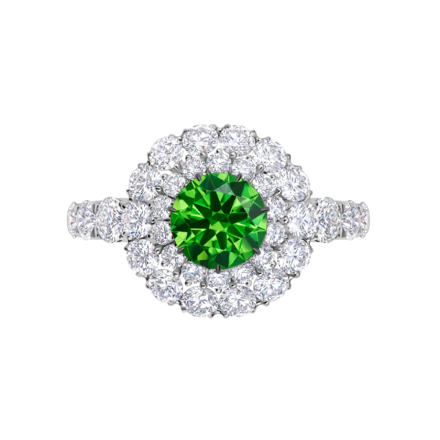 Кольцо с демантоидом и бриллиантами, белое золото 2