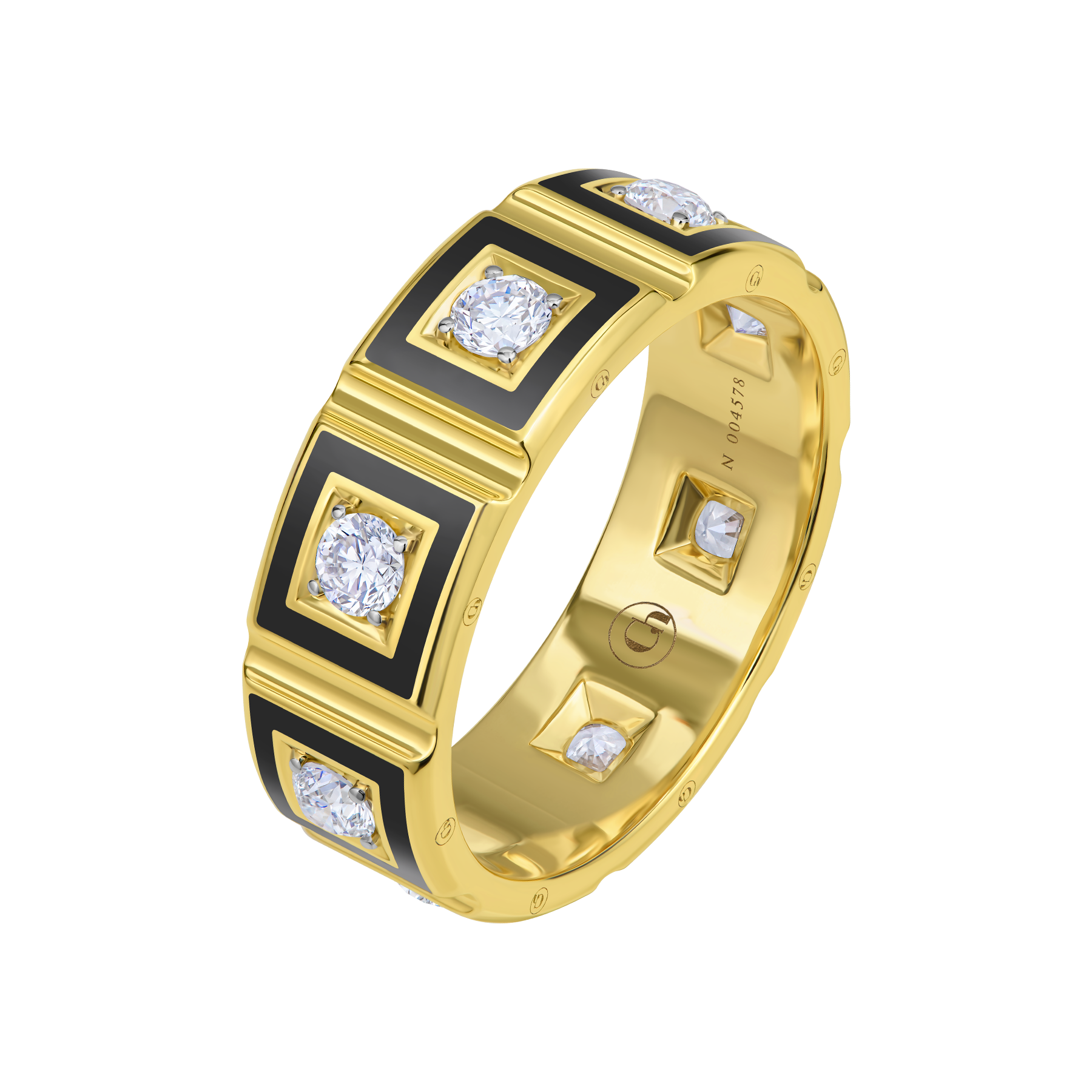 Кольцо с бриллиантами, желтое золото, н.керамика