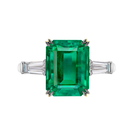 Кольцо с изумрудом и бриллиантами, белое золото 2