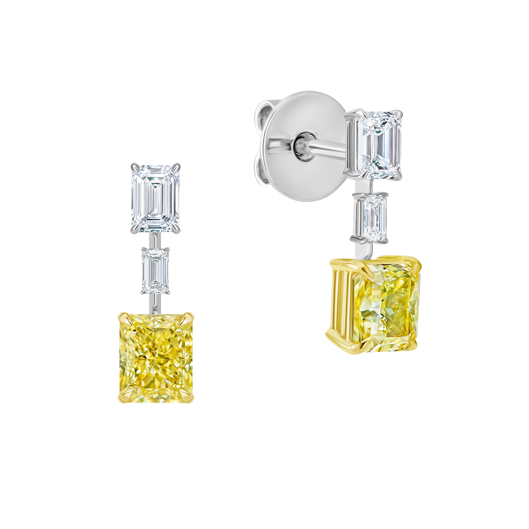 Пусеты с бриллиантами, белое золото