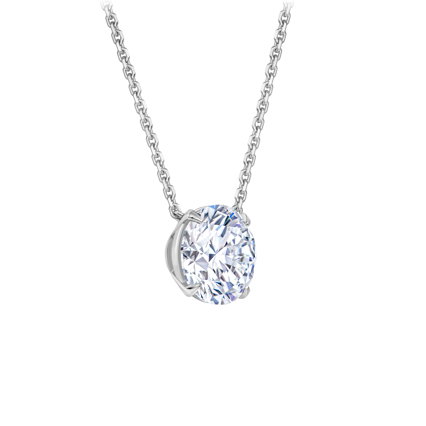 Колье с бриллиантом, белое золото