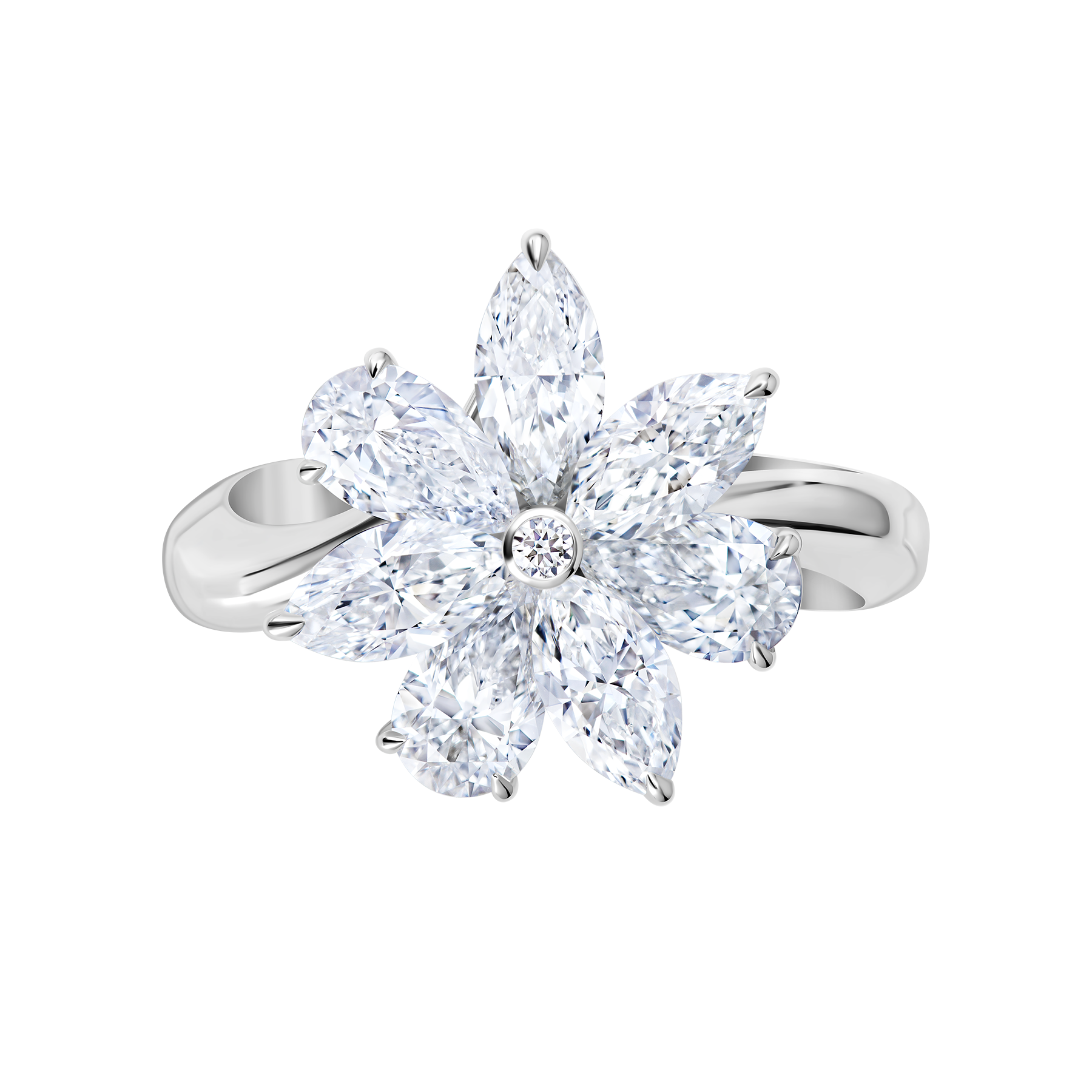 Кольцо с бриллиантами, белое золото