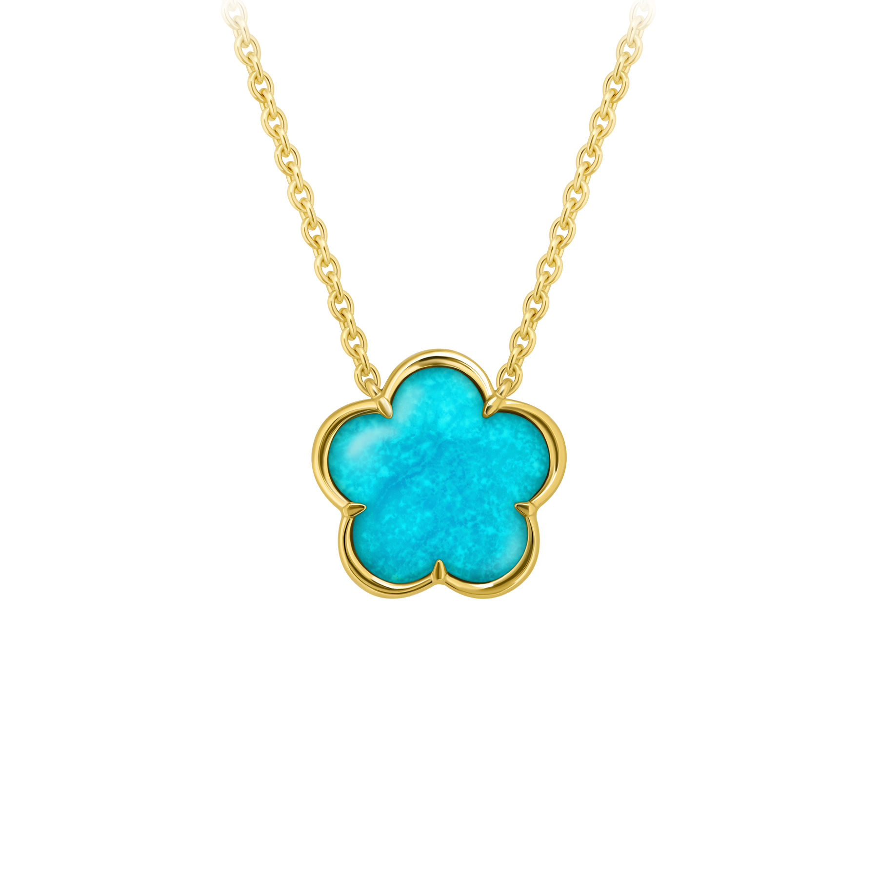 Колье с бирюзой, желтое золото