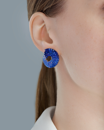 Серьги с сапфирами, белое золото 2