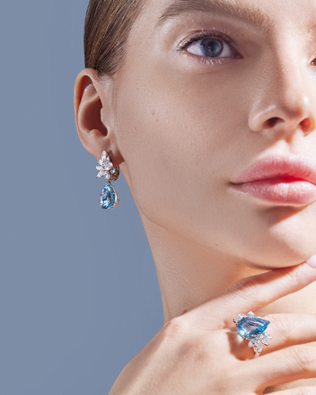 Кольцо с аквамарином и бриллиантами, белое золото 3