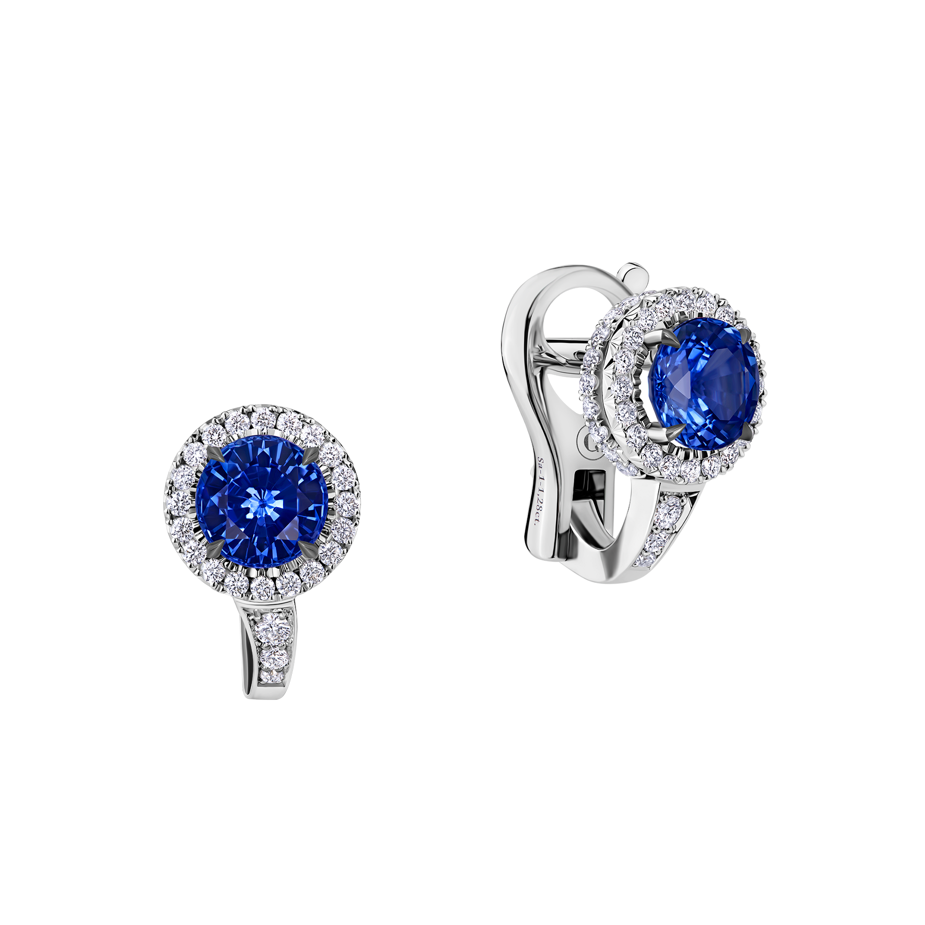 Серьги с сапфирами и бриллиантами, белое золото