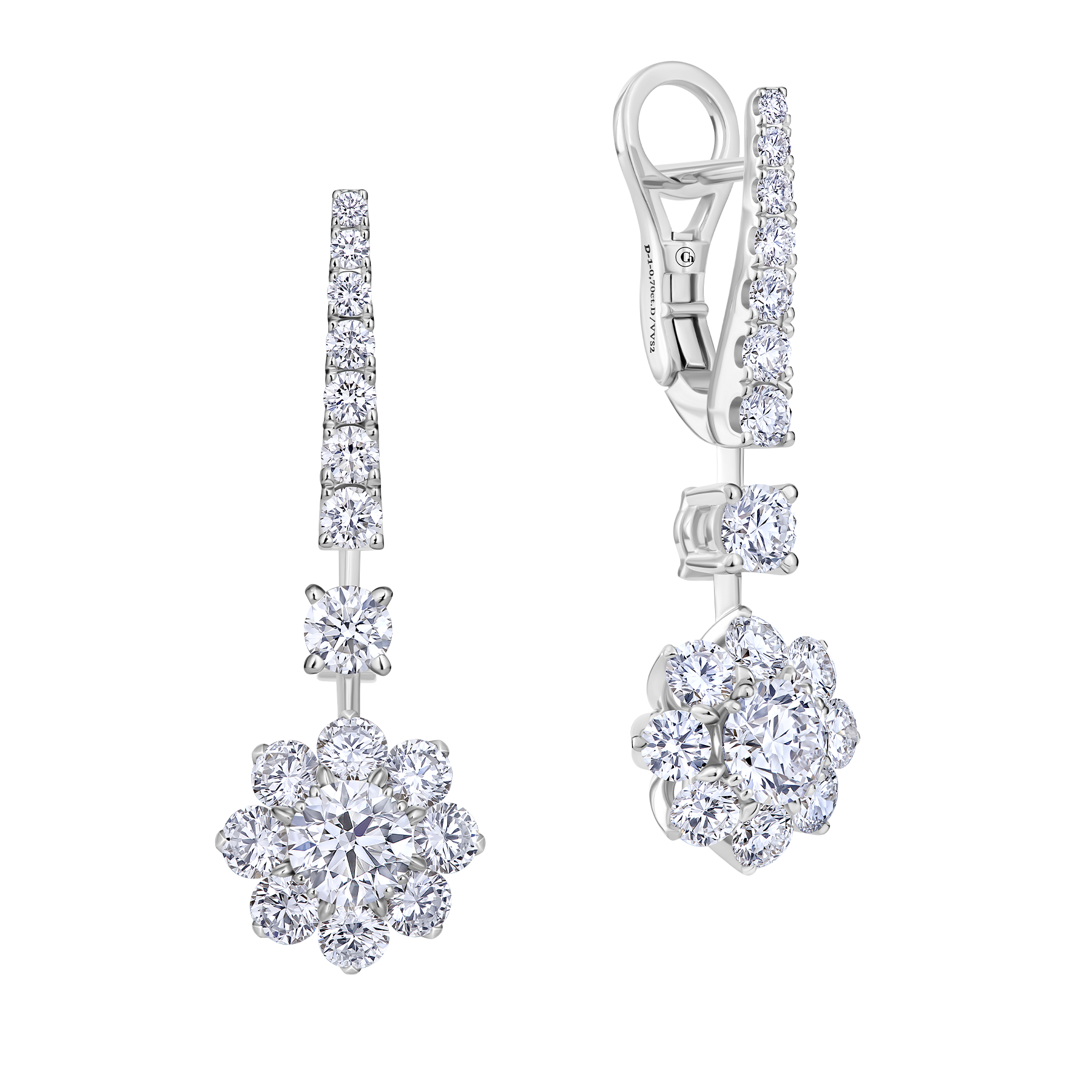 Серьги с бриллиантами, белое золото