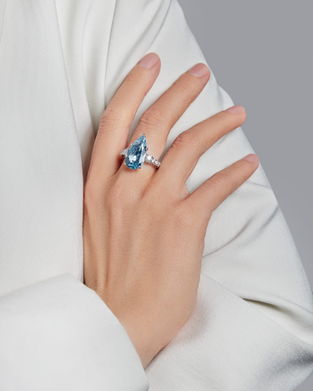 Кольцо с аквамарином и бриллиантами, белое золото 4