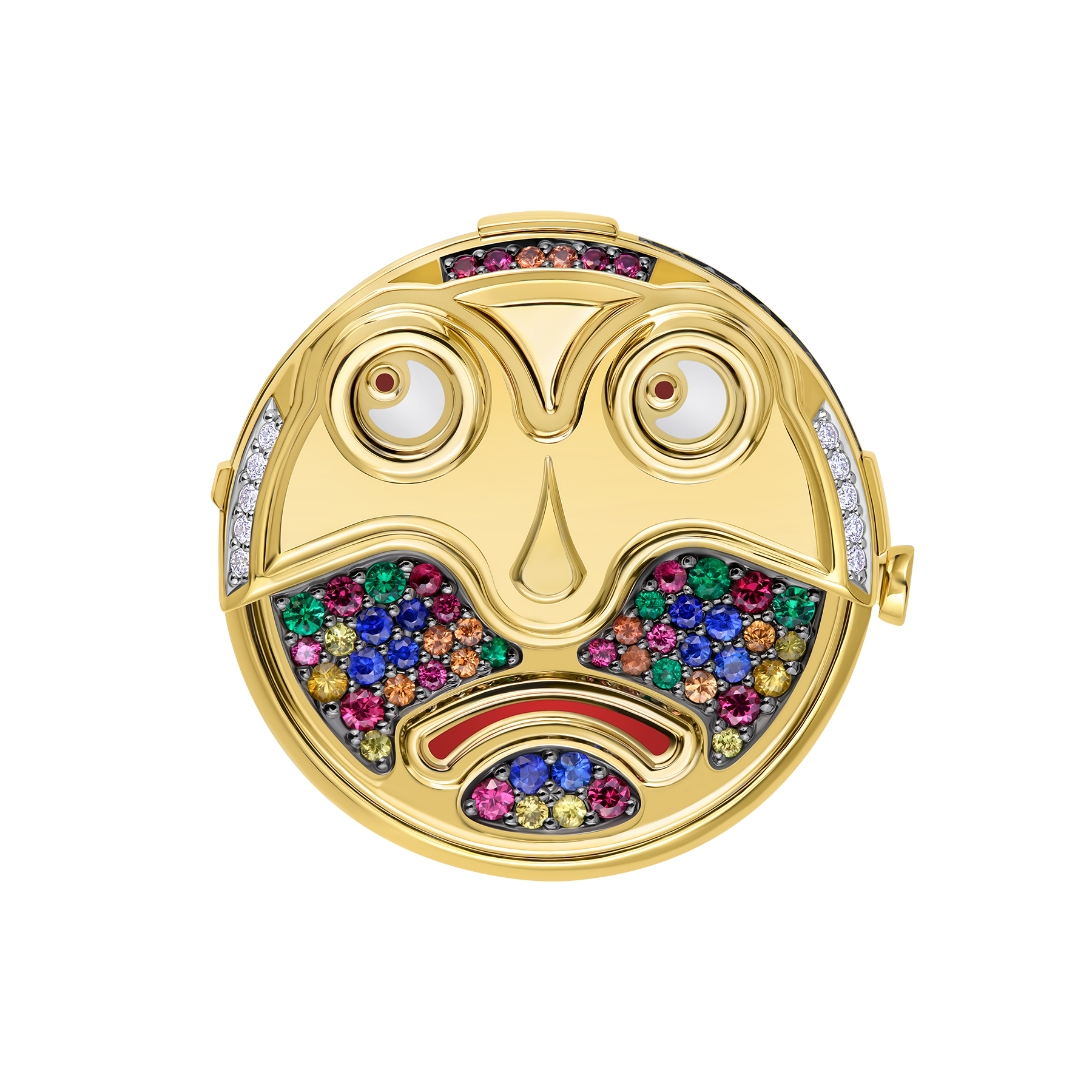 Кольцо с рубинами, сапфирами, изумрудами и бриллиантами, желтое золото