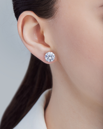 Пусеты с бриллиантами, белое золото 2