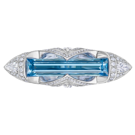 Кольцо с аквамарином и бриллиантами, белое золото 2