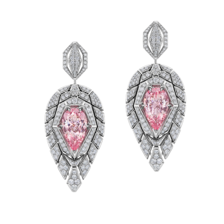 Серьги с морганитами и бриллиантами, белое золото 2