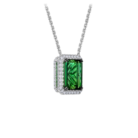 Колье с турмалином верделитом и бриллиантами, белое золото. 2