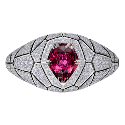 Браслет с турмалином рубеллитом и бриллиантами, белое золото 2