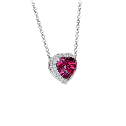 Колье с турмалином рубеллитом и бриллиантами, белое золото 2