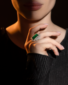 Кольцо с верделитом и бриллиантами, белое золото