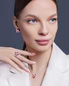 Колье с рубинами и бриллиантами, белое золото