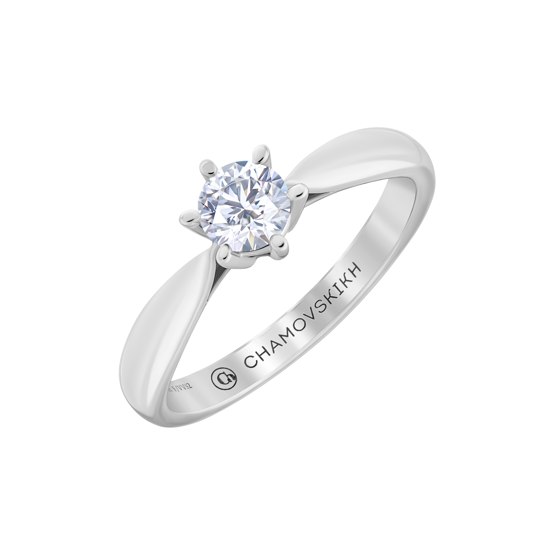 Кольцо с бриллиантом, белое золото