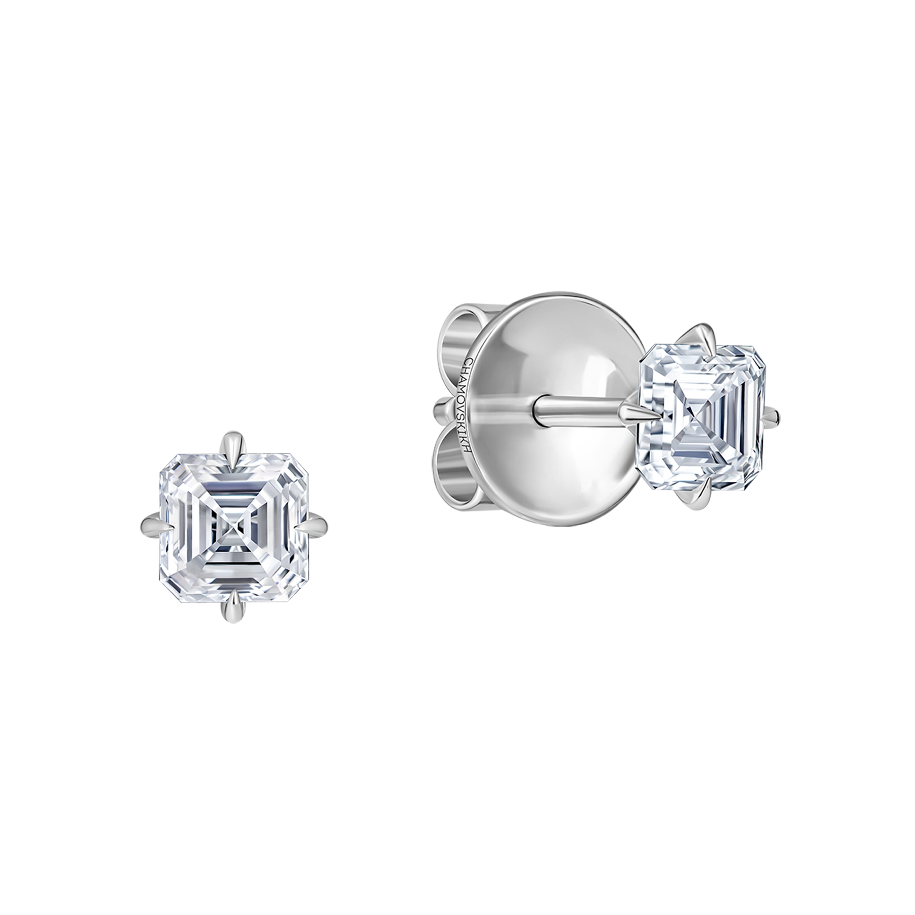 Пусеты с бриллиантами, белое золото