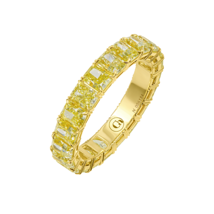 Обручальное кольцо с желтыми бриллиантами, желтое золото