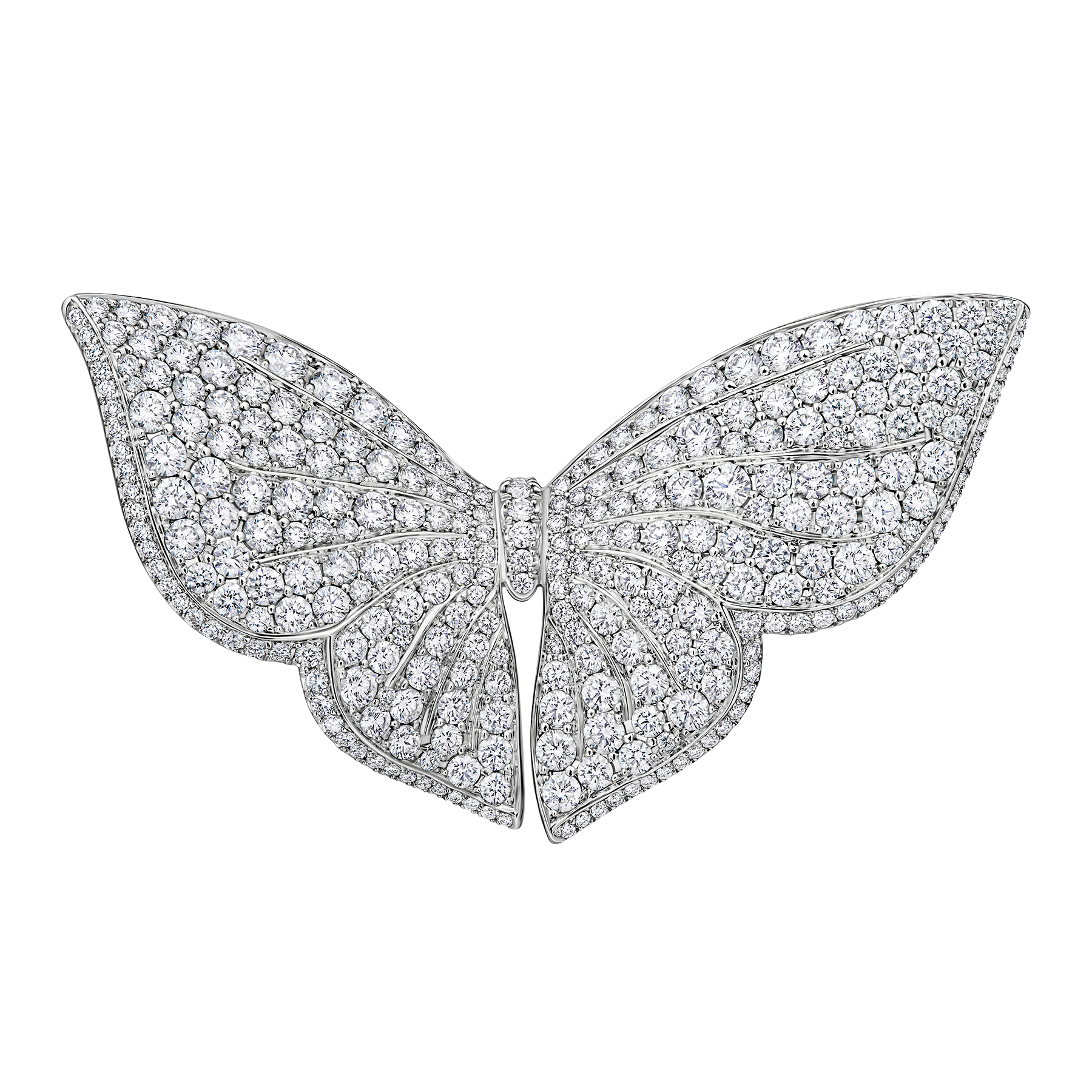 Брошь с бриллиантами, белое золото