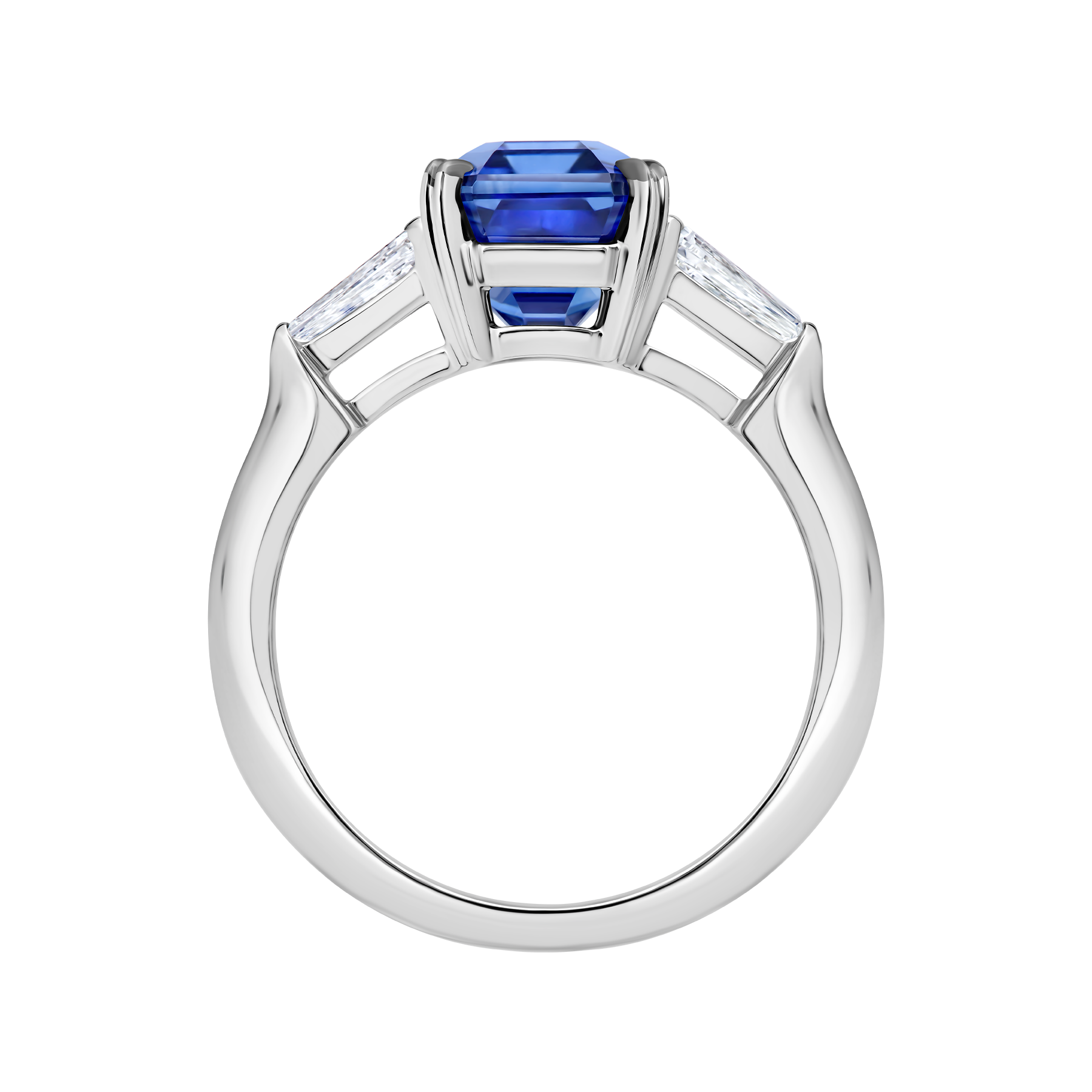 Кольцо с сапфиром и бриллиантами, белое золото