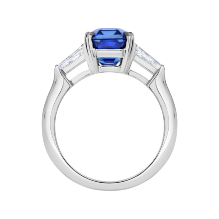 Кольцо с сапфиром и бриллиантами, белое золото 3