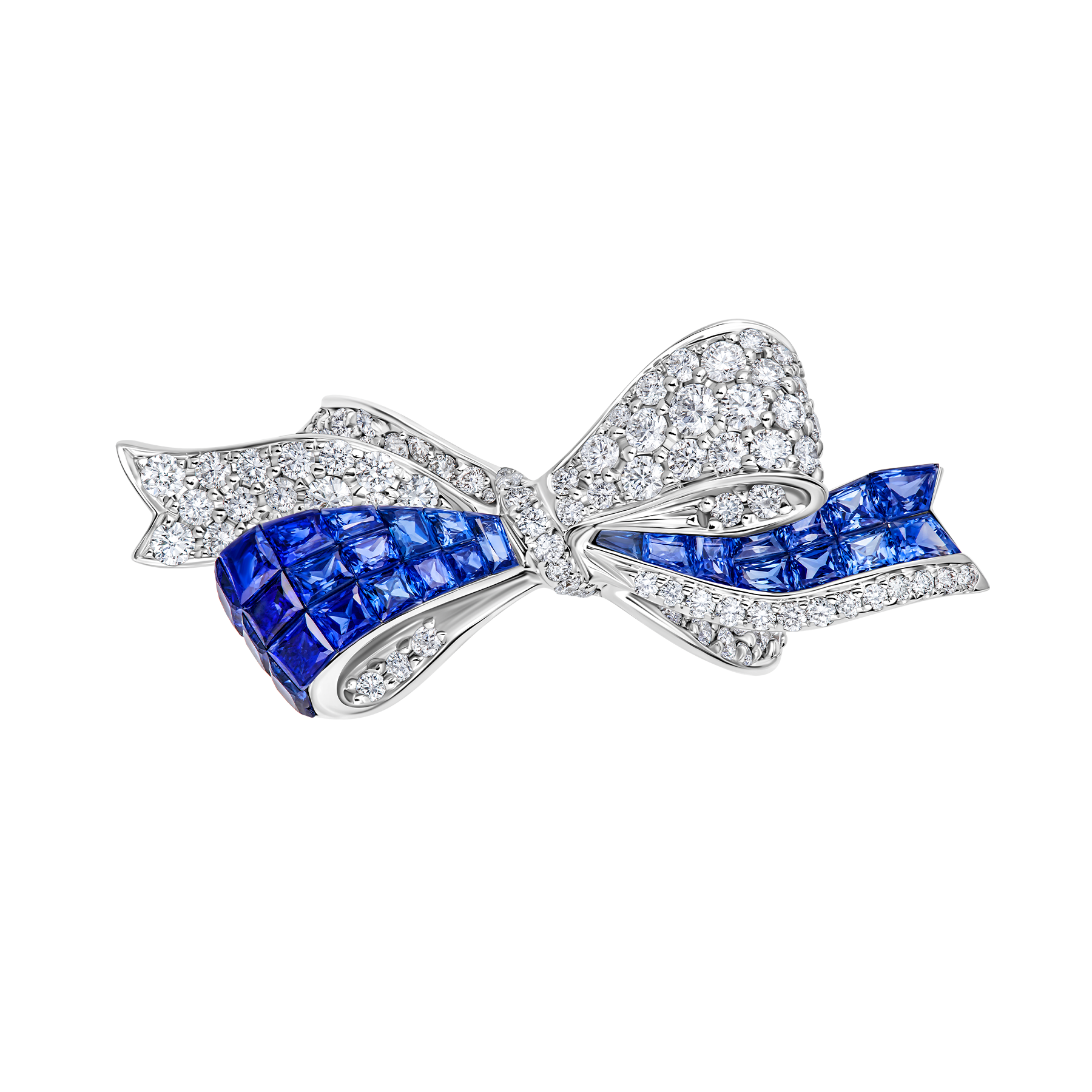 Кольцо с сапфирами и бриллиантами, белое золото