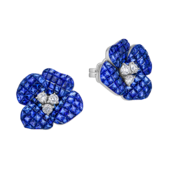 Пусеты с сапфирами и бриллиантами, белое золото