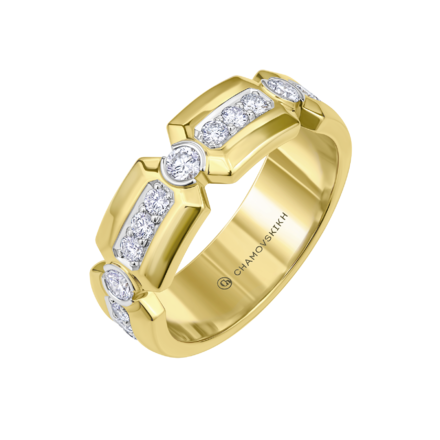 Кольцо с бриллиантами, желтое золото
