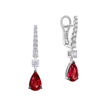 Серьги с рубинами и бриллиантами, белое золото