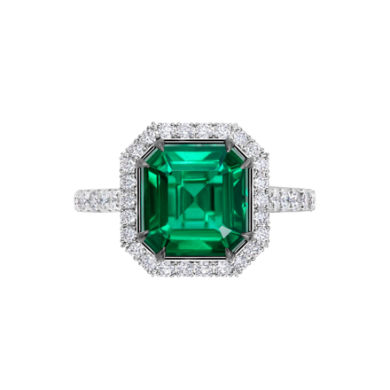 Кольцо с изумрудом и бриллиантами, белое золото 3