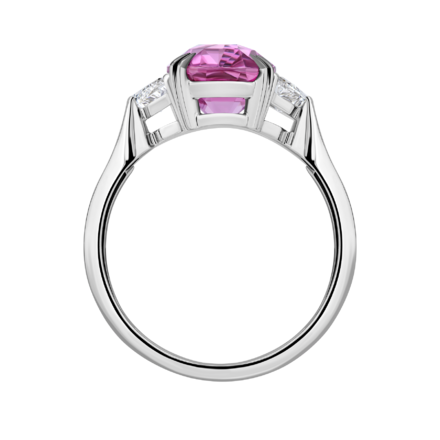 Кольцо с розовым сапфиром и бриллиантами, белое золото 3