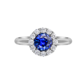 Кольцо с сапфиром и бриллиантами, белое золото