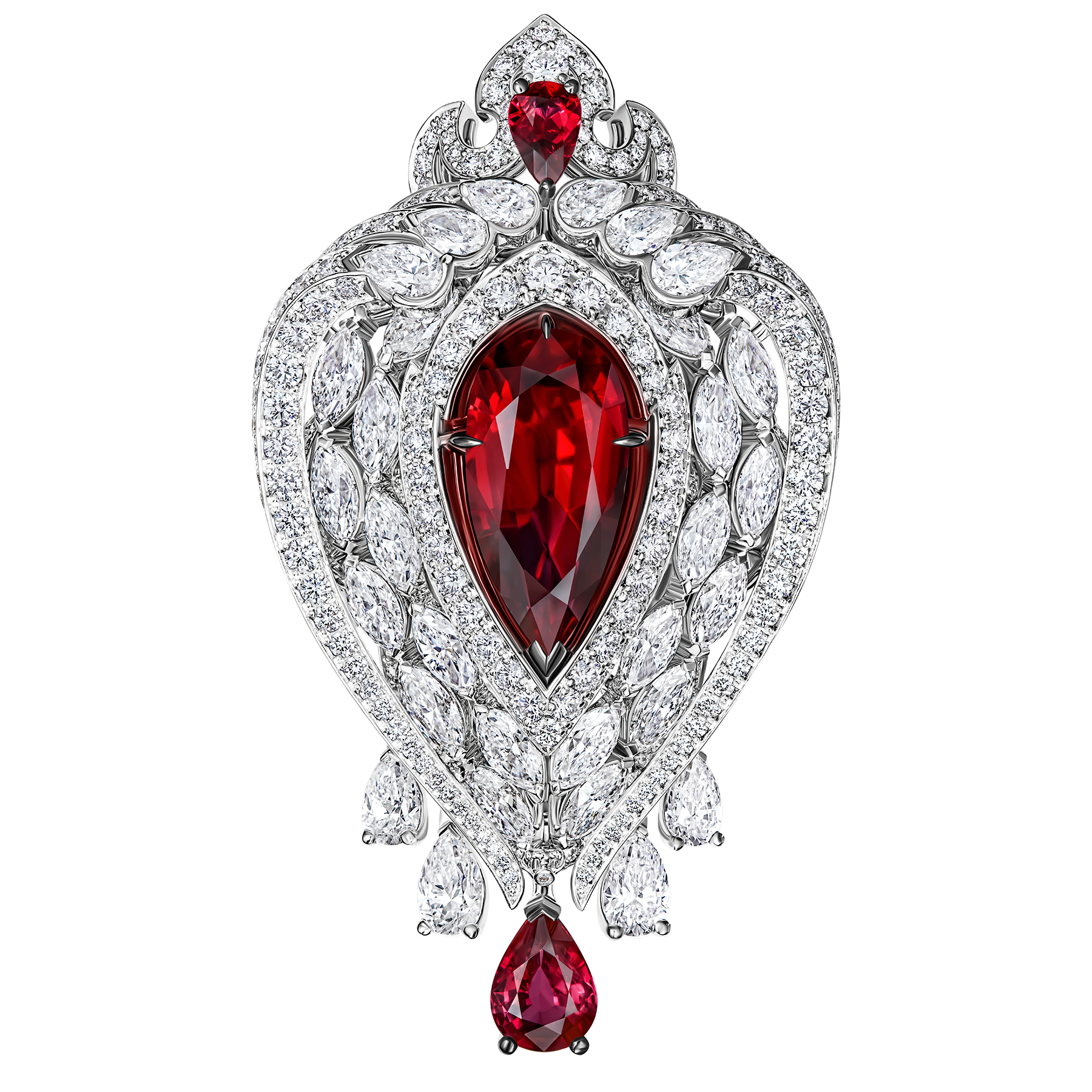 Кольцо с рубинами и бриллиантами, белое золото