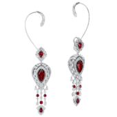 Серьги с рубинами и бриллиантами, белое золото