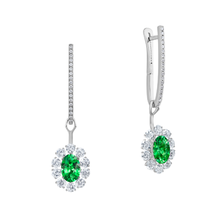 Серьги с тсаворитами и бриллиантами, белое золото 2