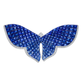 Брошь с сапфирами и бриллиантами, белое золото