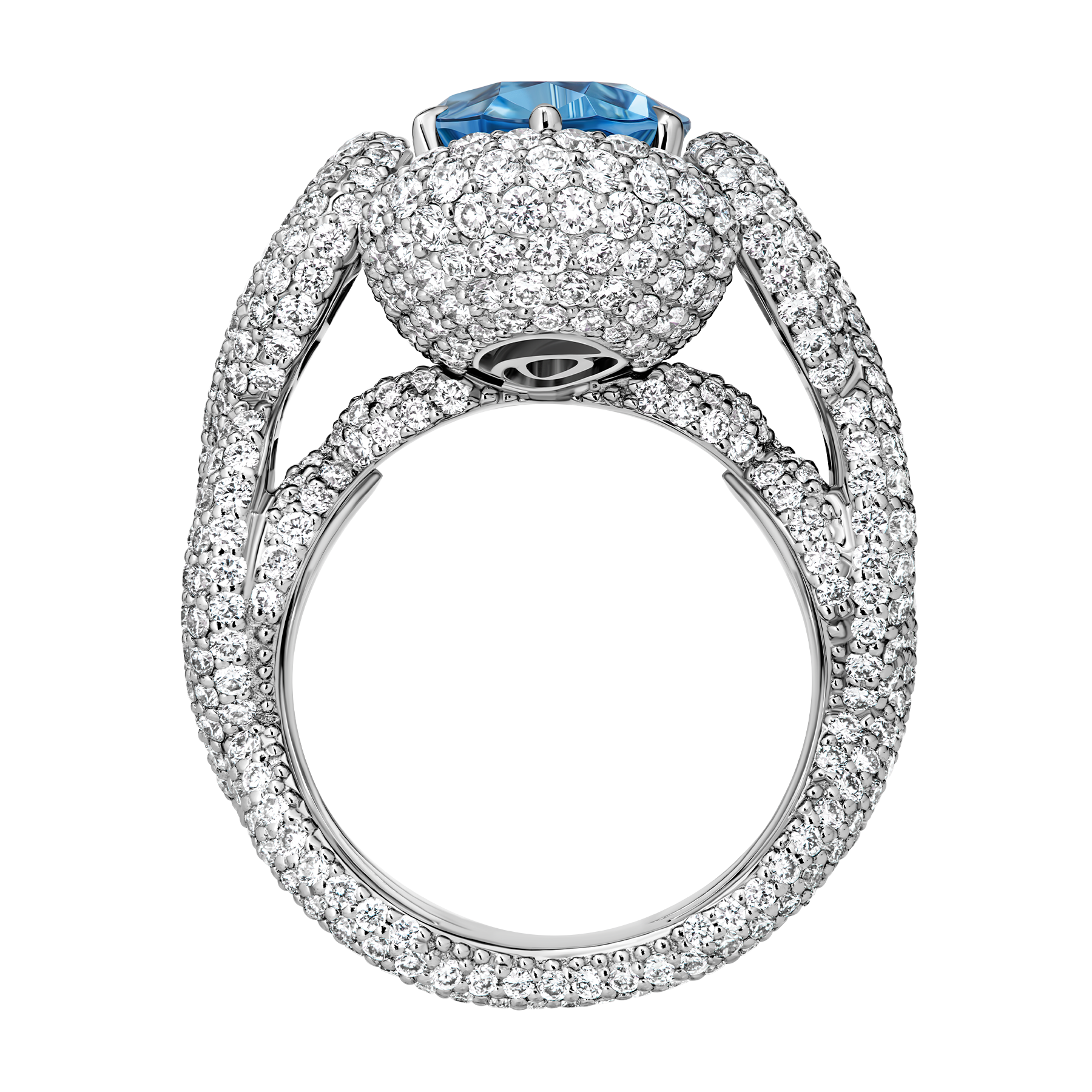 Кольцо с аквамарином и бриллиантами, белое золото