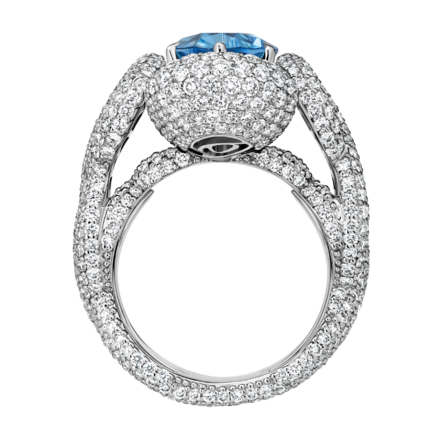 Кольцо с аквамарином и бриллиантами, белое золото 3