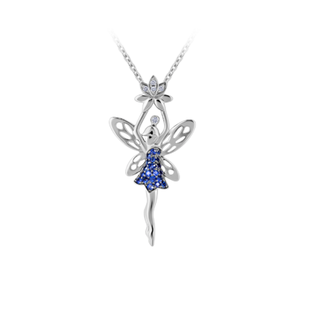 Подвес с сапфирами и бриллиантами, белое золото