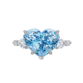 Кольцо с аквамарином и бриллиантами, белое золото