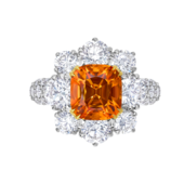 Кольцо со спессартином и бриллиантами, белое золото