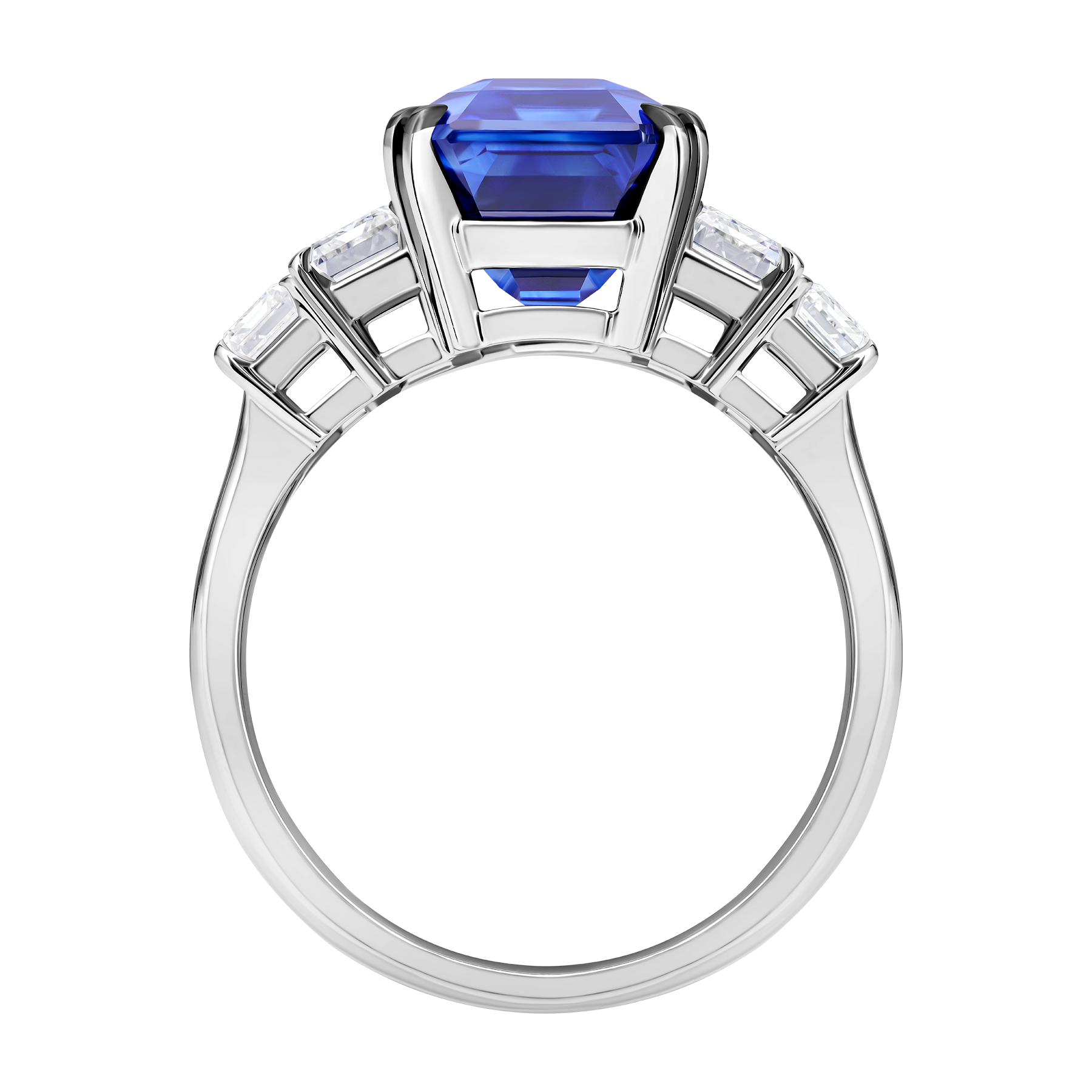 Кольцо с сапфиром и бриллиантами, белое золото