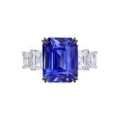 Кольцо с сапфиром и бриллиантами, белое золото