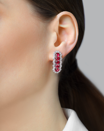 Серьги с рубинами и бриллиантами, белое золото 2