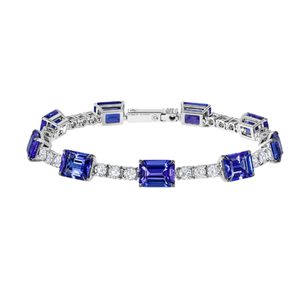 Браслет с танзанитами и бриллиантами, белое золото