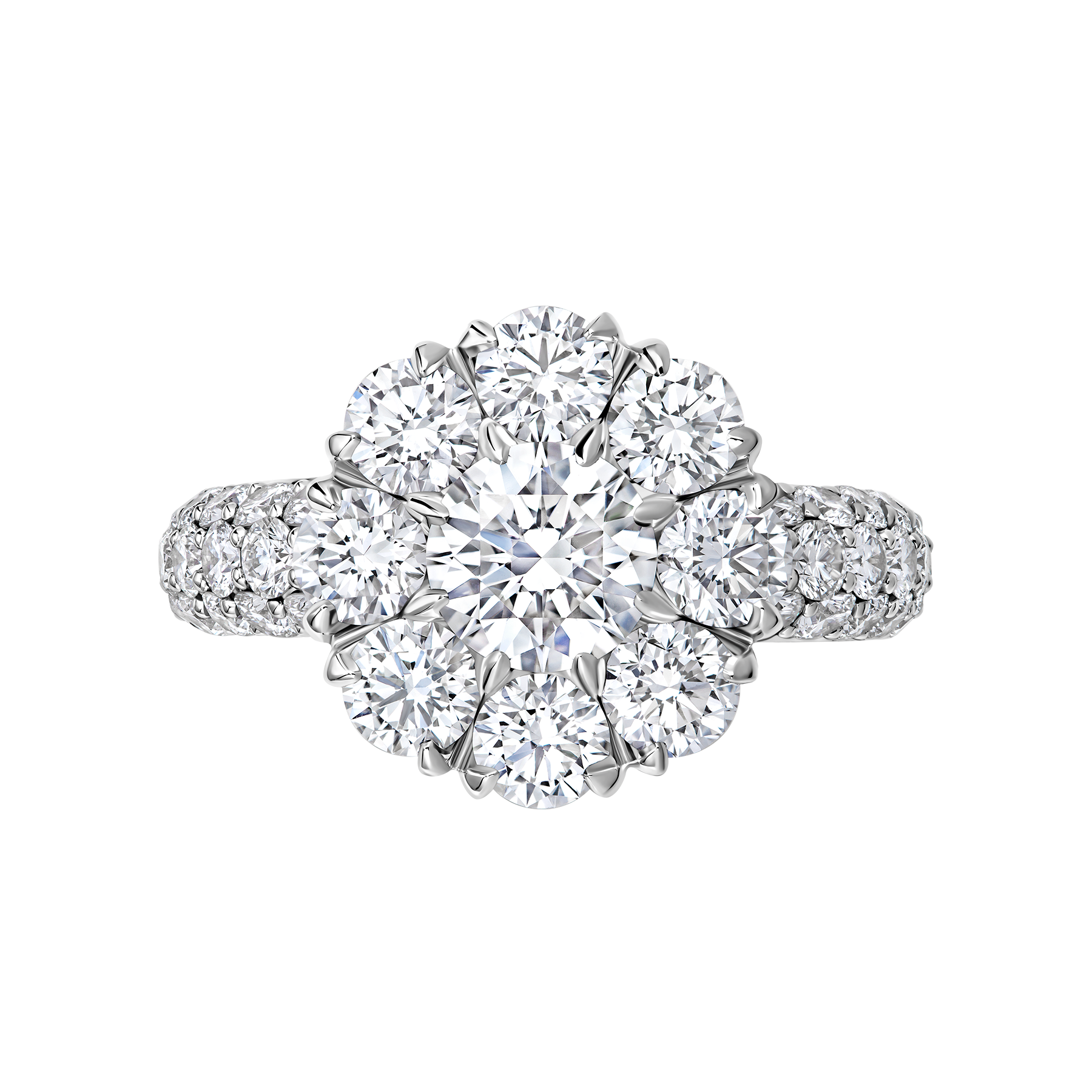 Кольцо с бриллиантами, белое золото