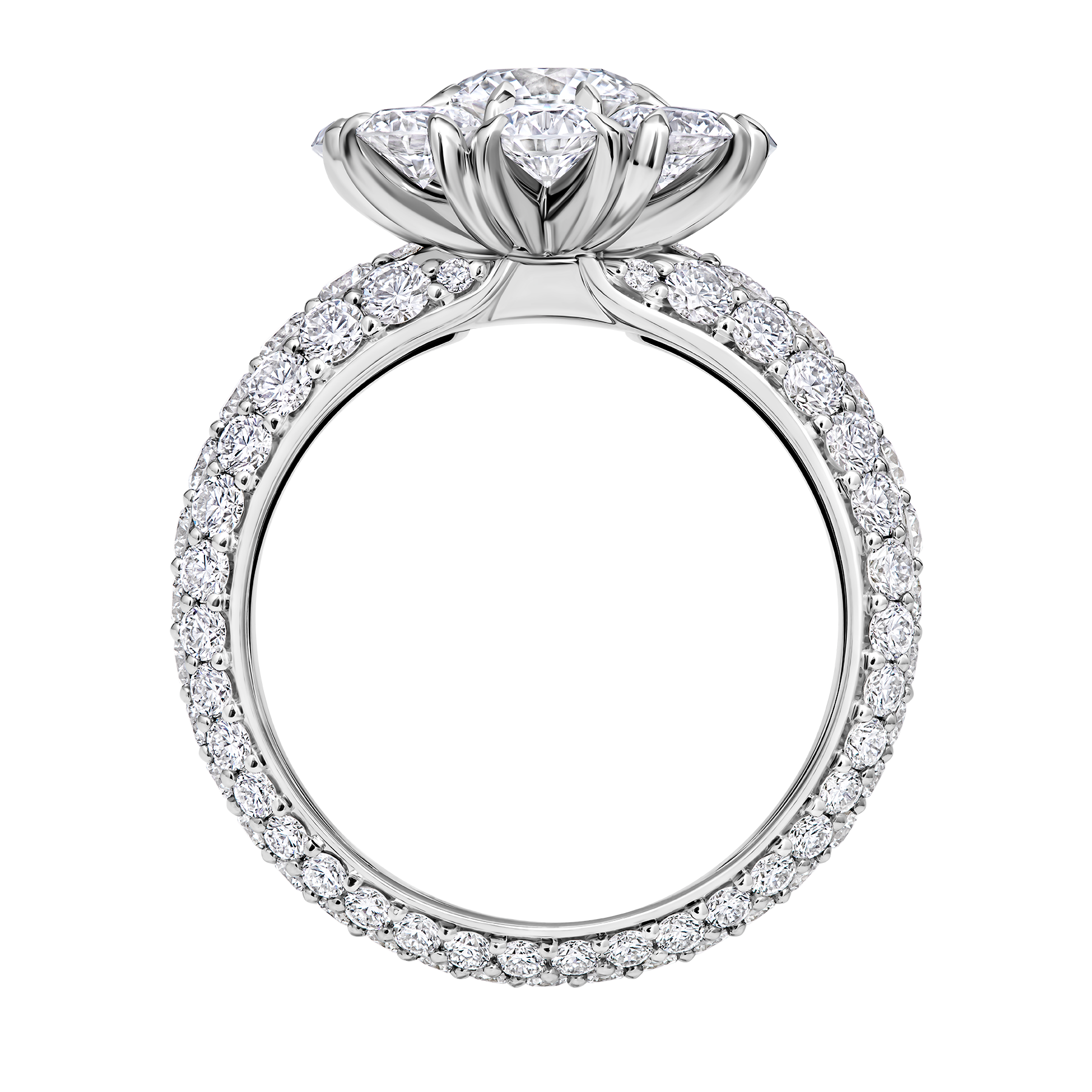 Кольцо с бриллиантами, белое золото